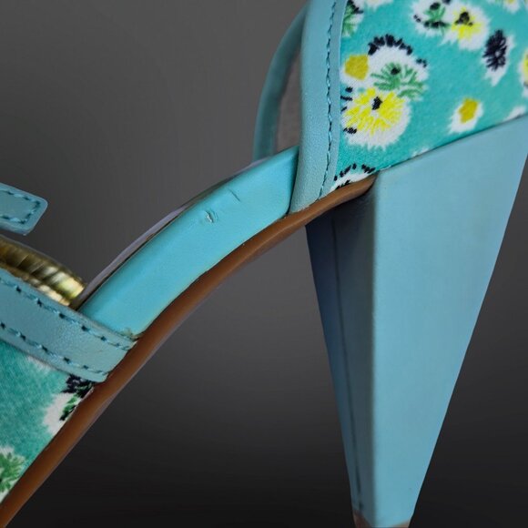 Y2K Mary Jane Heels Seychelles Size 7 Turquiose Dainty  Floral Coquette Feminine - Picture 9 of 10